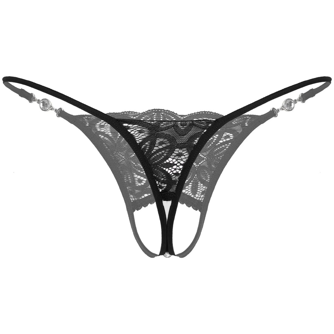 Rhinestone Lace G-string: Sexy Crotchless Thongs for Men