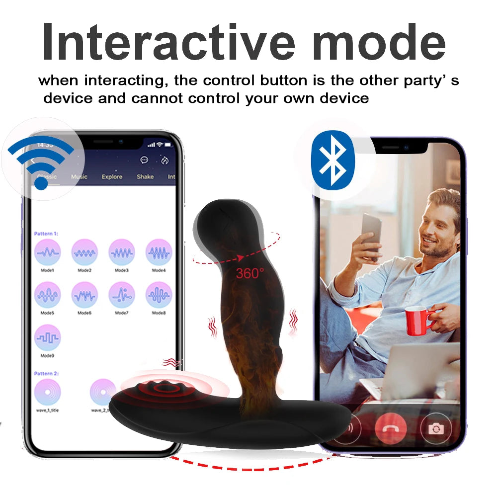 Wireless App Anal Vibrators for Men: Prostate Massager with 360-Degree Rotation