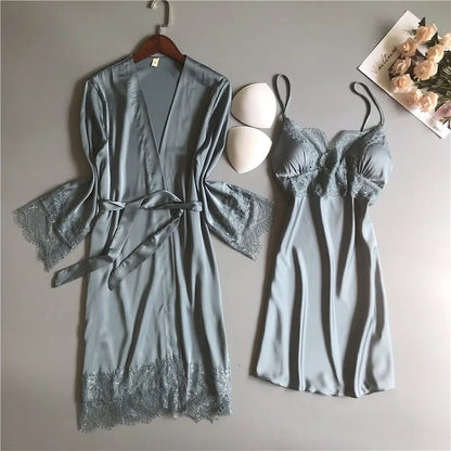 MECHCITIZ Silk Robe &amp; Gown Set: Sexy Summer Sleepwear