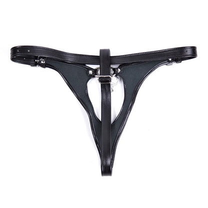 Sexy Panties for Women Lingerie Leather Chain Open Crotch Briefs Ladies Underwear Exotic Briefs Chastity Belt Thongs with Lock