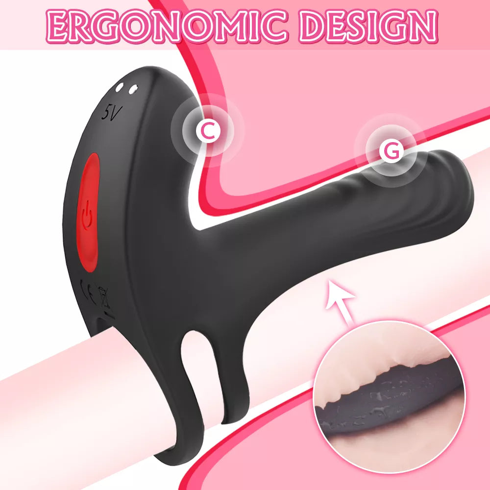 Vibrating Dual Penis Ring with Clitoral Stimulator: Couple&