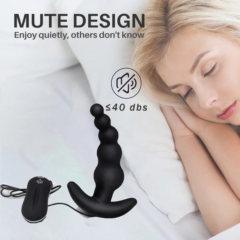 Erotic 10-Frequency Prostate Massager: Vibrating Anal Plug, Dildo, Beads - Adult Toys for Men 18+