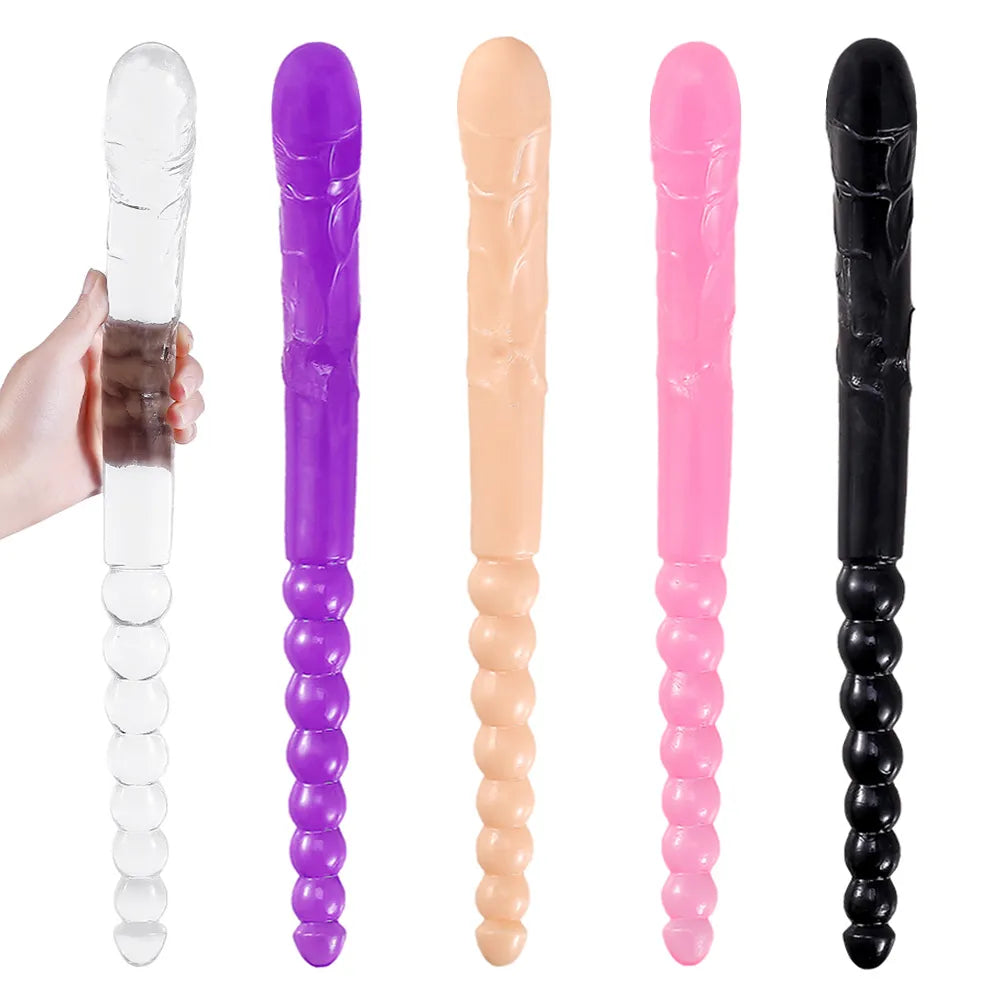 Extra Long Double-Headed Dildo: Flexible Jelly Toy for All Pleasure Needs