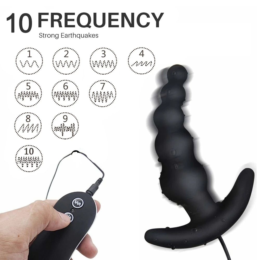 Erotic 10-Frequency Prostate Massager: Vibrating Anal Plug, Dildo, Beads - Adult Toys for Men 18+