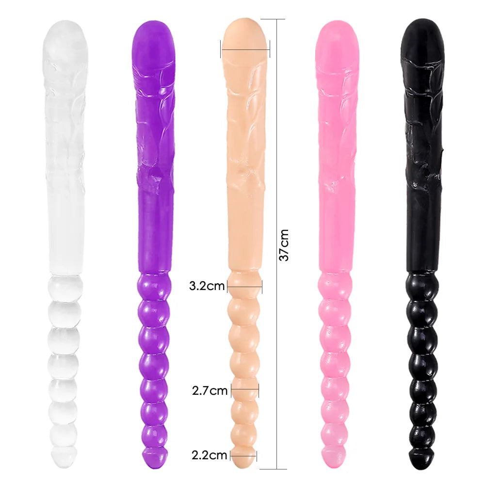 Extra Long Double-Headed Dildo: Flexible Jelly Toy for All Pleasure Needs