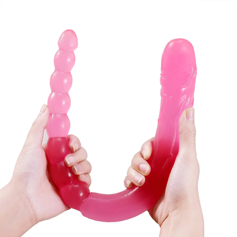 Extra Long Double-Headed Dildo: Flexible Jelly Toy for All Pleasure Needs