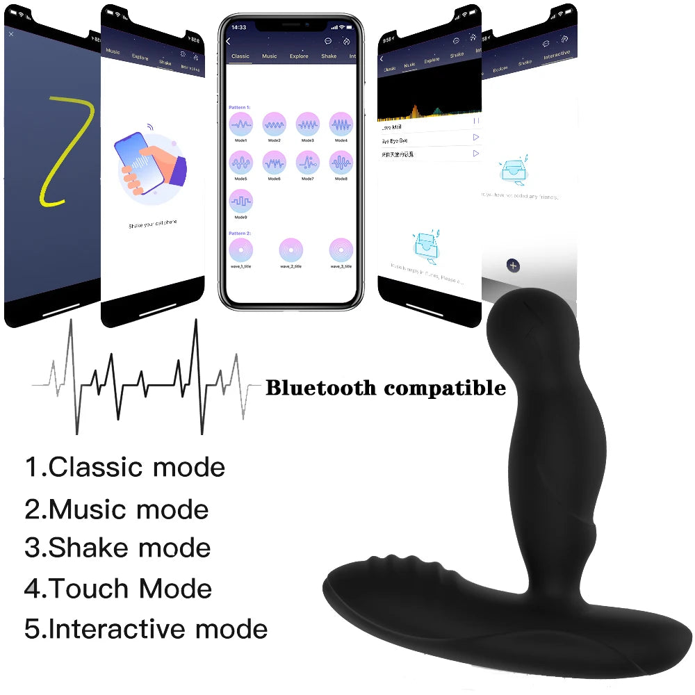 Wireless App Anal Vibrators for Men: Prostate Massager with 360-Degree Rotation