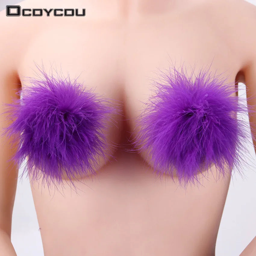 Sexy Feather Nipple Covers: Intimate Accessories in 6 Colors - 1 Pair