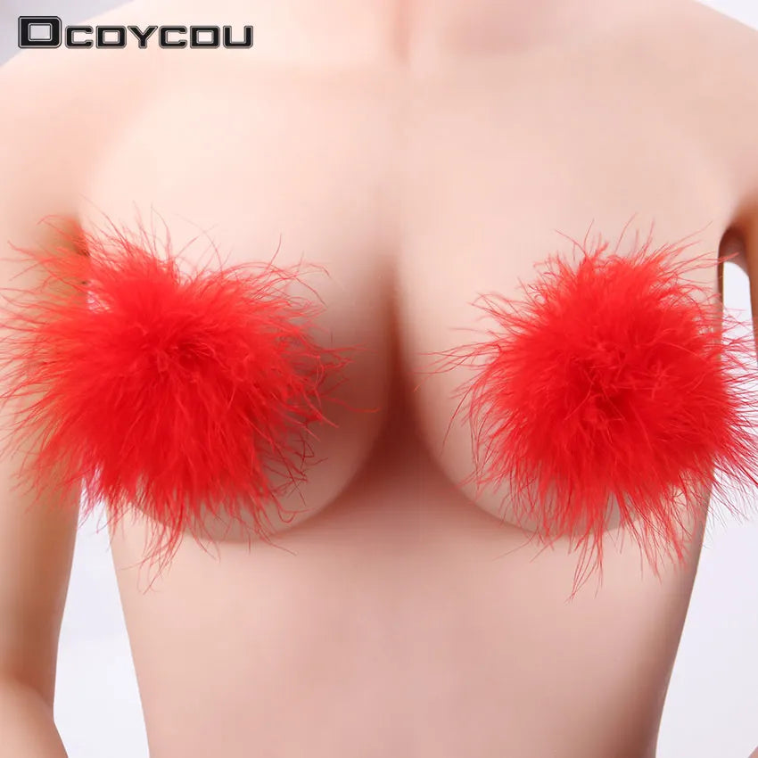 Sexy Feather Nipple Covers: Intimate Accessories in 6 Colors - 1 Pair