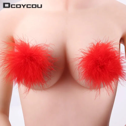 Sexy Feather Nipple Covers: Intimate Accessories in 6 Colors - 1 Pair