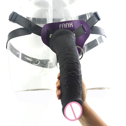 FAAK Big Silicone Strap-On Dildo: Realistic and Suctioned Harness for Lesbian Pleasure