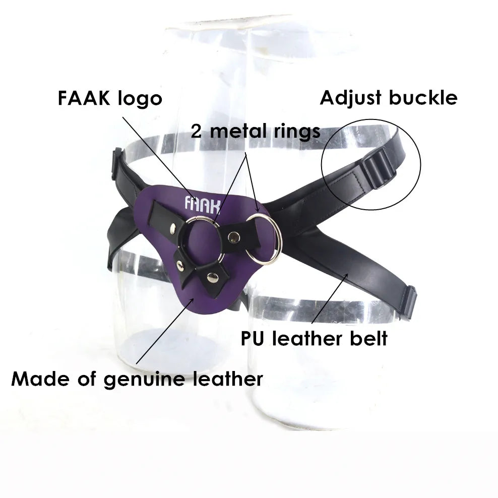 FAAK Leather Strap-On Dildo Harness: Adjustable Bondage for Lesbian Pleasure