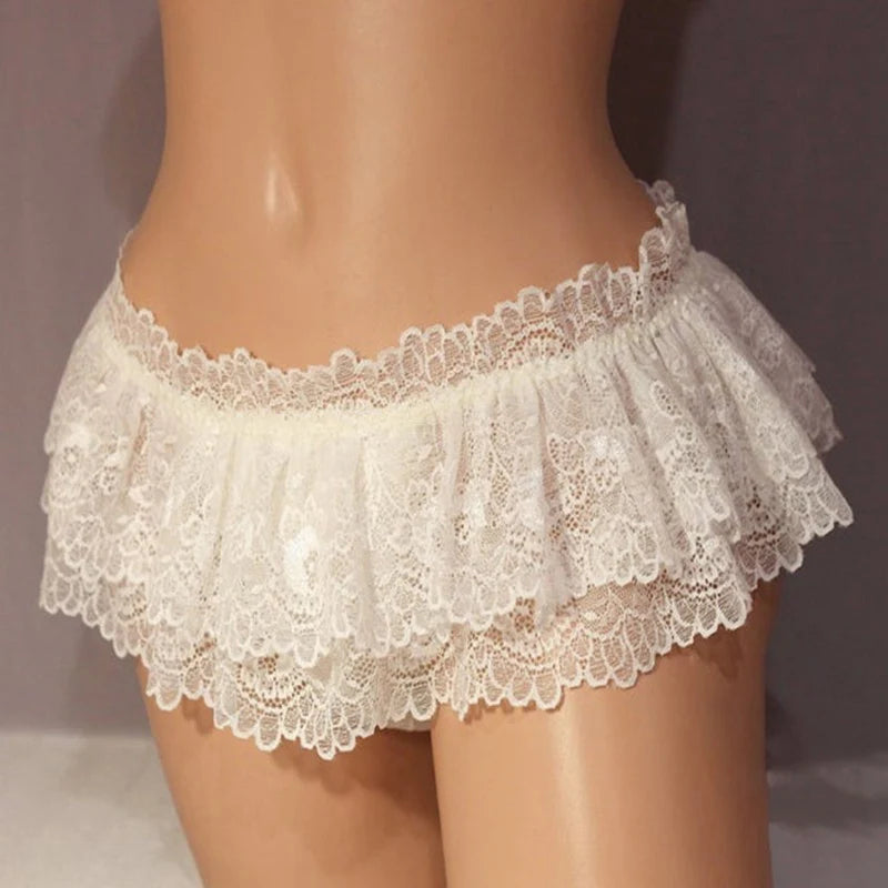 Ruffled Lace Mini Skirt Thong: Sexy Crossdresser Panties for Men