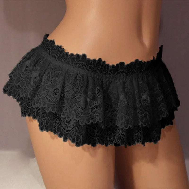 Ruffled Lace Mini Skirt Thong: Sexy Crossdresser Panties for Men