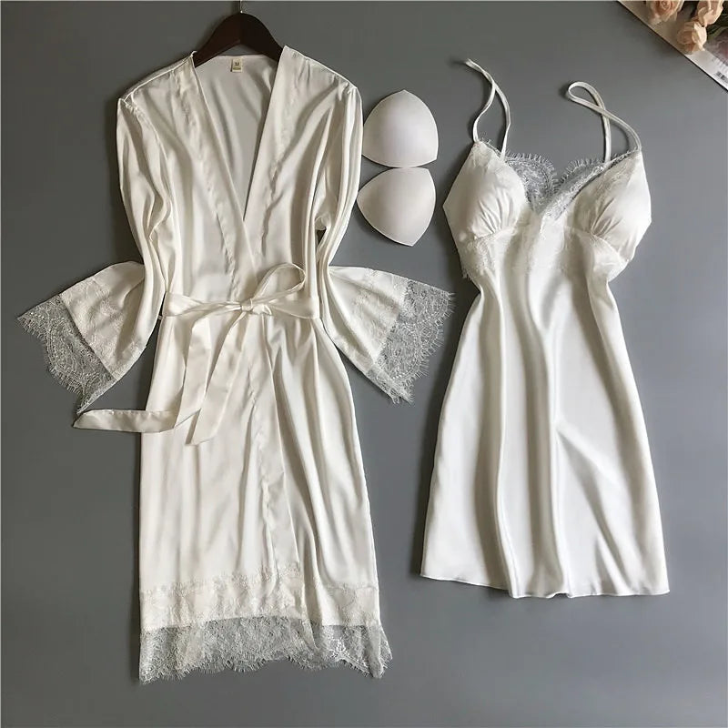 MECHCITIZ Silk Robe &amp; Gown Set: Sexy Summer Sleepwear