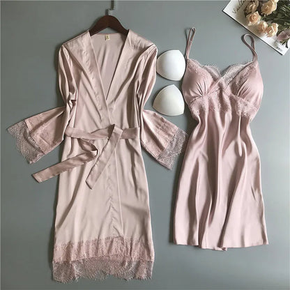 MECHCITIZ Silk Robe &amp; Gown Set: Sexy Summer Sleepwear