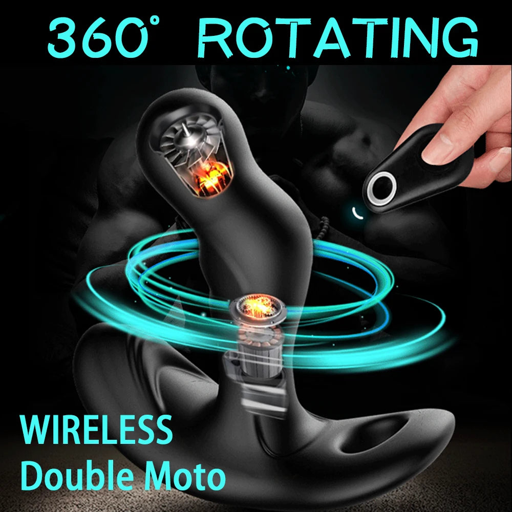 7-Speed Rotating, 10-Speed Vibrating Prostate Massage: Radio-Controlled Anal Plug for SM Play