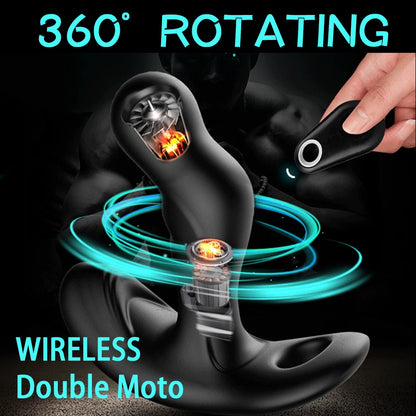 7-Speed Rotating, 10-Speed Vibrating Prostate Massage: Radio-Controlled Anal Plug for SM Play