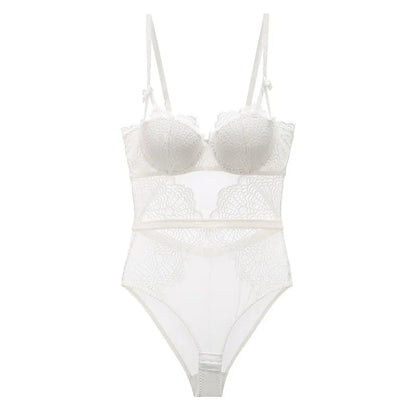 Hollow Out Lace Corset: Sexy Bustier with Push-Up Half Cup Bra