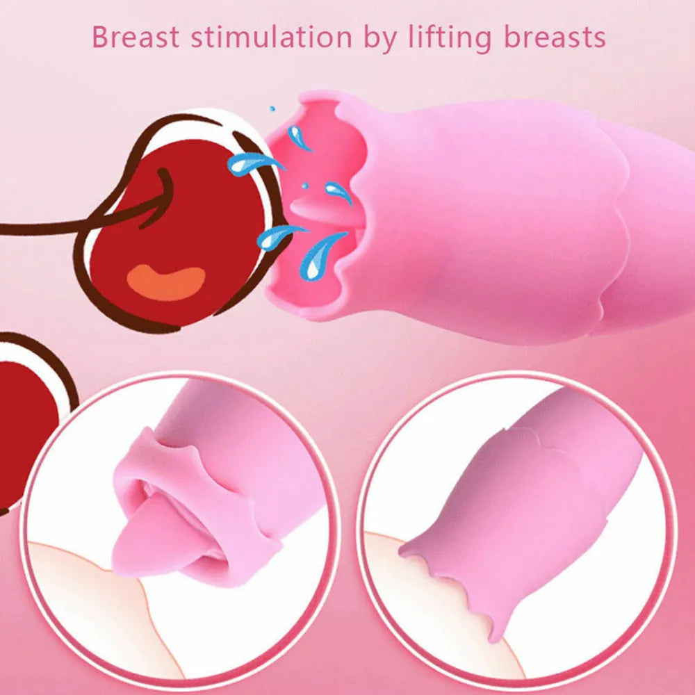 Oral Sex Licking Tongue Vibrator: Nipple Sucking, Clitoral Stimulation, USB Plug-in, Purple - Sex Toys for Women