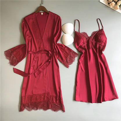 MECHCITIZ Silk Robe &amp; Gown Set: Sexy Summer Sleepwear