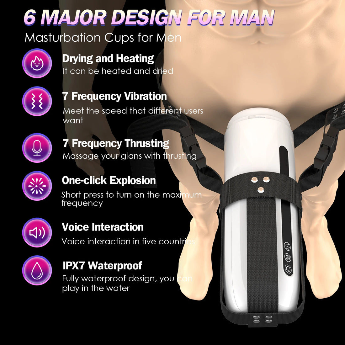 HCCX Auto Telescopic Male Masturbator with Heated Base - Adult Blowjob Machine