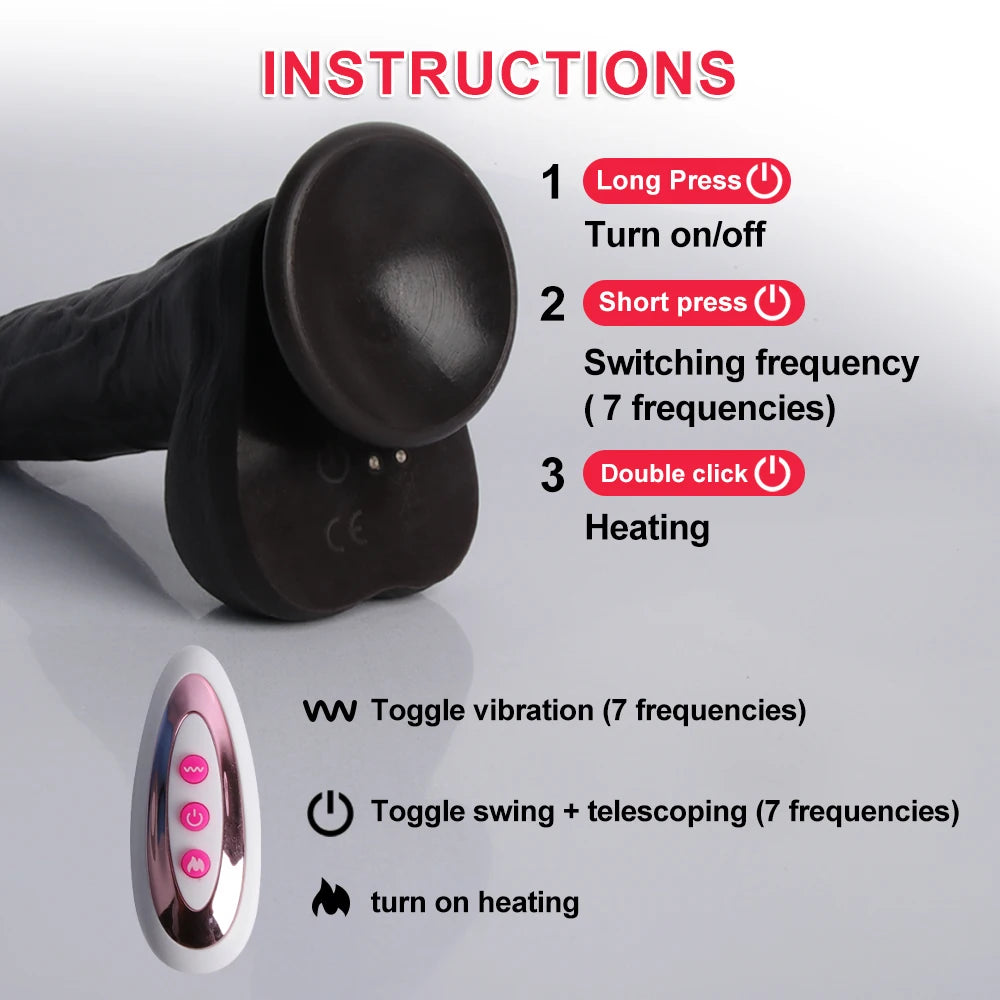 Automatic Telescopic Dildo Vibrator Wireless Control Rotating Penis Realistic Anal Dildos Suction Cup Big Cock Sex Toy For Women