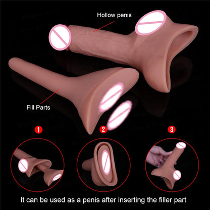 New Wearable Silicone Dildo Panties: Stand-and-Urinate Design, Ideal for Penis Enlargement and Pleasure for Men, Women, and Lesbians