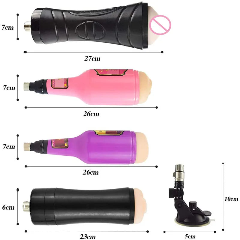 3XLR Sex Machine Attachment - Realistic Vagina, Anal, Oral Sucker for Male Masturbation