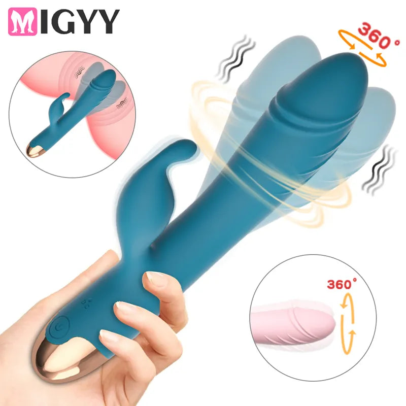 360° Rotating G-Spot Vibrator: Dual Vibration, Dildo, Clitoris Massager - Adult Sex Toys for Women