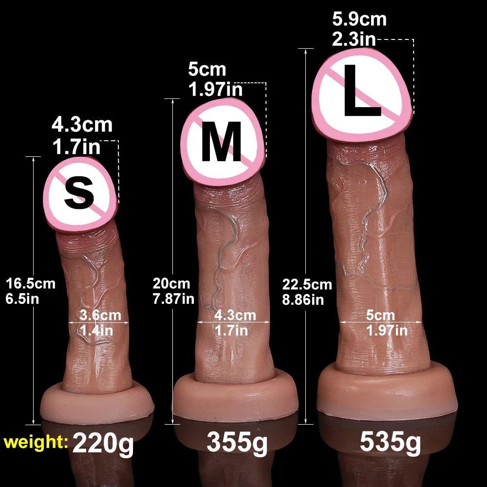 Flesh-Like Veined Dildo Anal Plug: Erotic Toy for Women and Men, Medical Silicone, Suction Cup Base