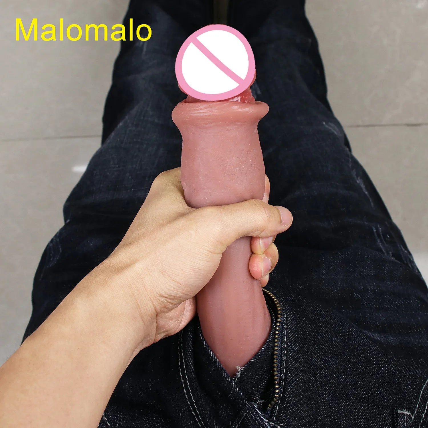 Strong Male Sliding Foreskin Dildo: Skin Feel, Suction Cup, Thick Cock Anal Adult Toy for Men, Women, Gay - Double Silicone Penis