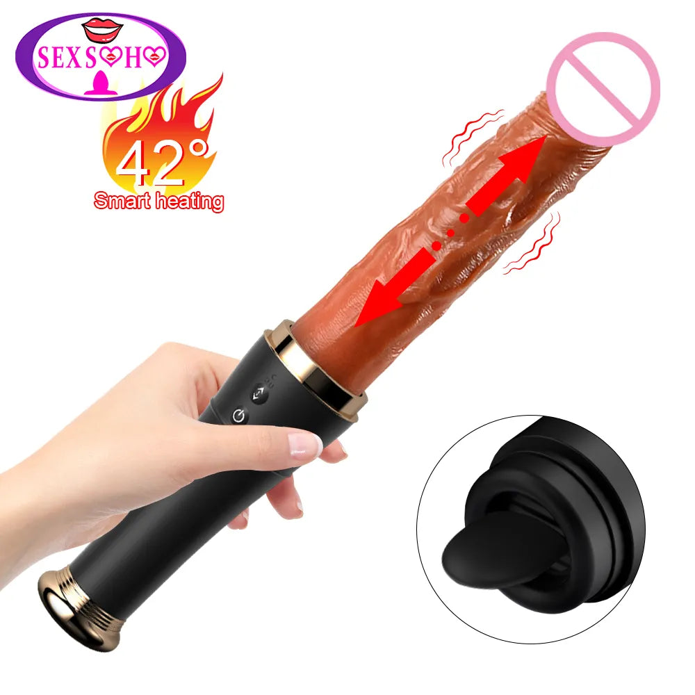 Automatic Vaginal Thrusting Dildo Vibrator: Telescopic, Clit Licking Stimulation, G-Spot Pleasure - Female Sex Toy