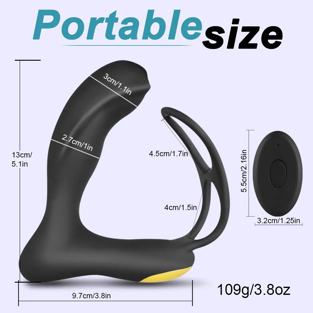 Wireless Remote Prostate Massager: Anal Vibrator, Butt Plug, Delay Ejaculation Ring - Adult Toys for Men