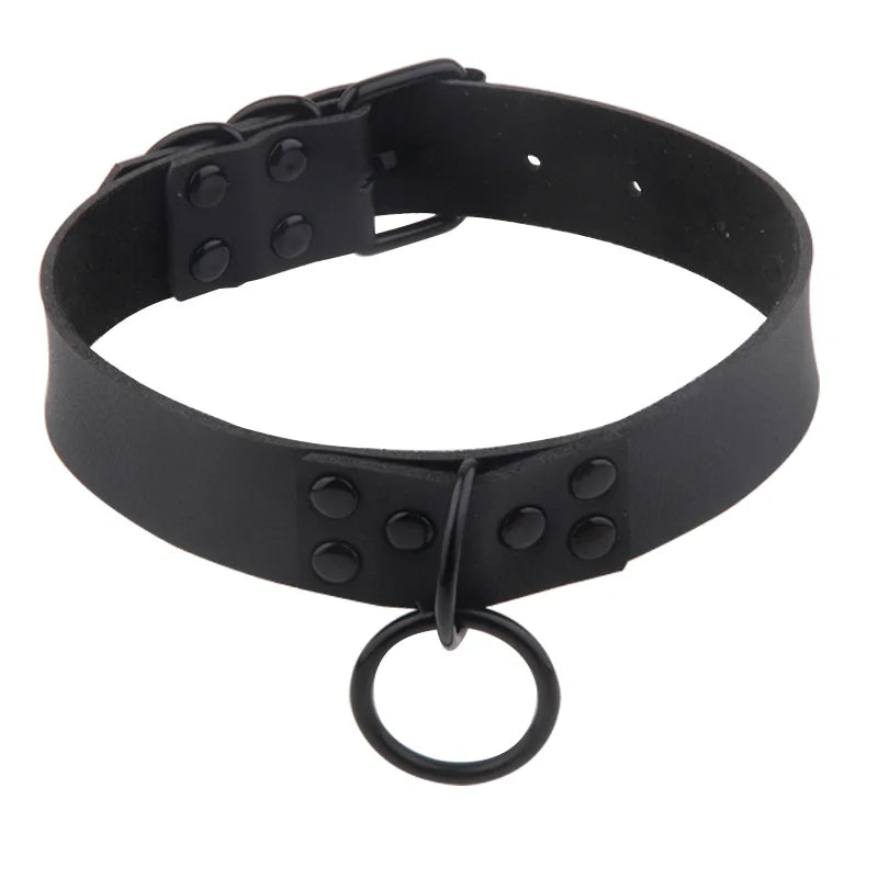 BDSM Collar and Leash Set: Steel Chain Rivet Choker for Women and Men