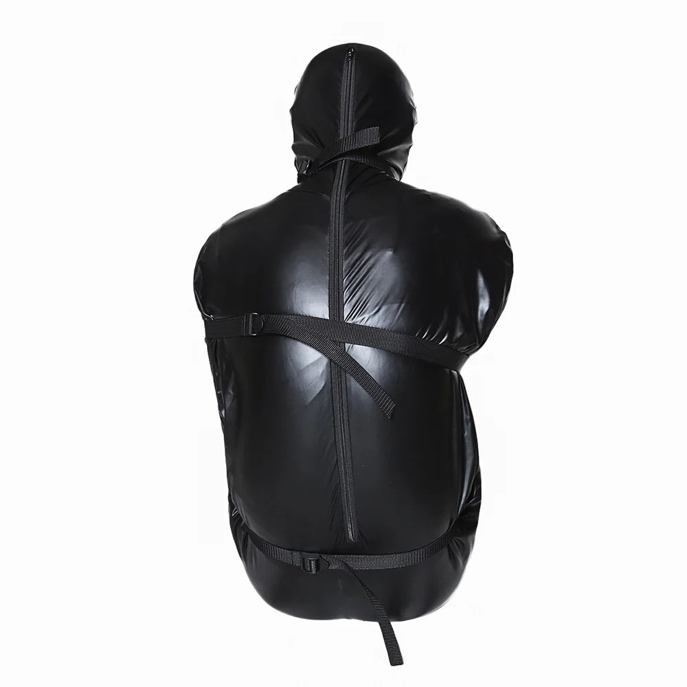 Full Body Zip Bondage Mummy Sack: Erotic Sleeping Bag Costume with Detachable Hood Mask