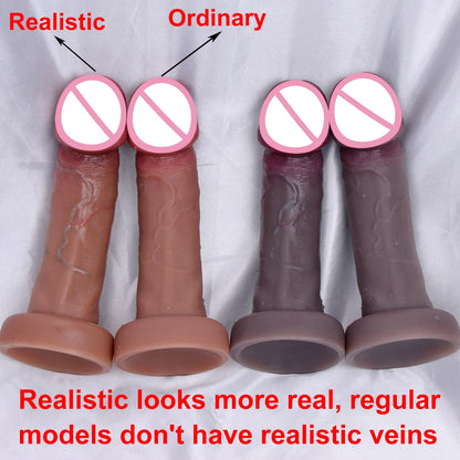 Flesh-Like Veined Dildo Anal Plug: Erotic Toy for Women and Men, Medical Silicone, Suction Cup Base