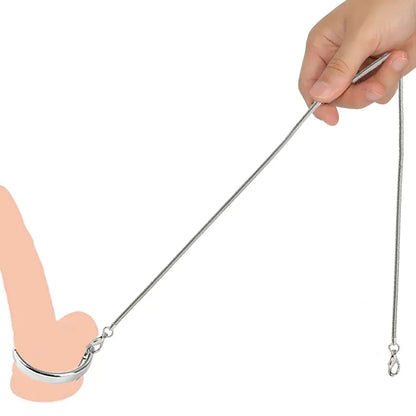 Metal Ball Scrotum Stretcher: Cock Ring with Chain for BDSM Restraint and Delayed Ejaculation