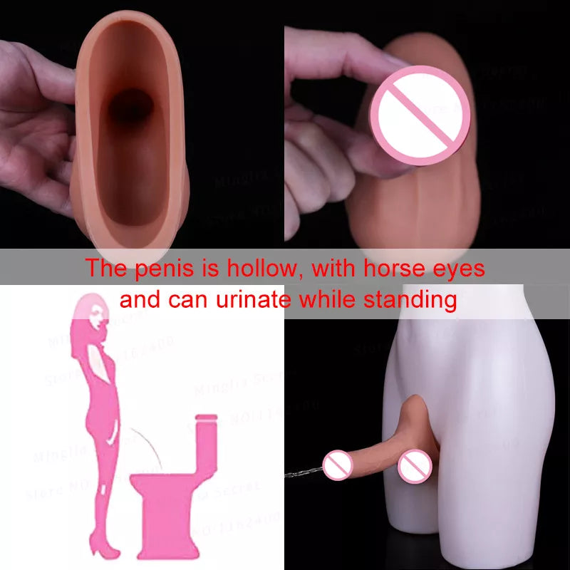 New Wearable Silicone Dildo Panties: Stand-and-Urinate Design, Ideal for Penis Enlargement and Pleasure for Men, Women, and Lesbians