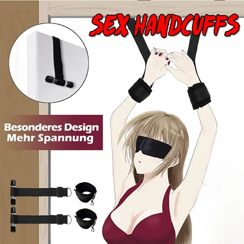 Door Shackles Chastity Lock Handcuffs: BDSM Bondage Restraints for Erotic Play