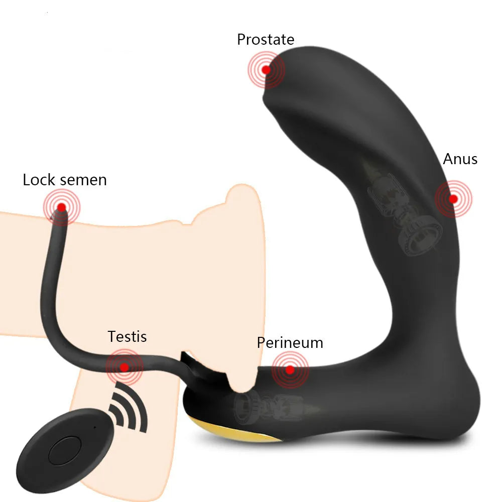 Wireless Remote Prostate Massager: Anal Vibrator, Butt Plug, Delay Ejaculation Ring - Adult Toys for Men