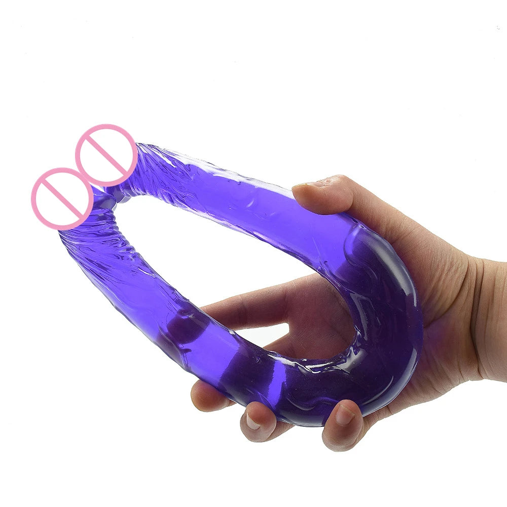 Double-Ended Realistic Jelly Dildo: Flexible Pleasure for Women and Lesbian Masturbation