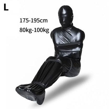 Full Body Zip Bondage Mummy Sack: Erotic Sleeping Bag Costume with Detachable Hood Mask