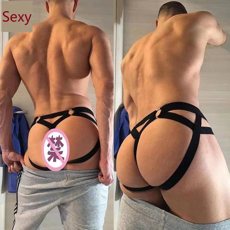 Plus Size Open-Back G-String: Erotic Cotton Panties for Men