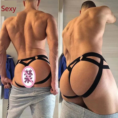 Plus Size Open-Back G-String: Erotic Cotton Panties for Men