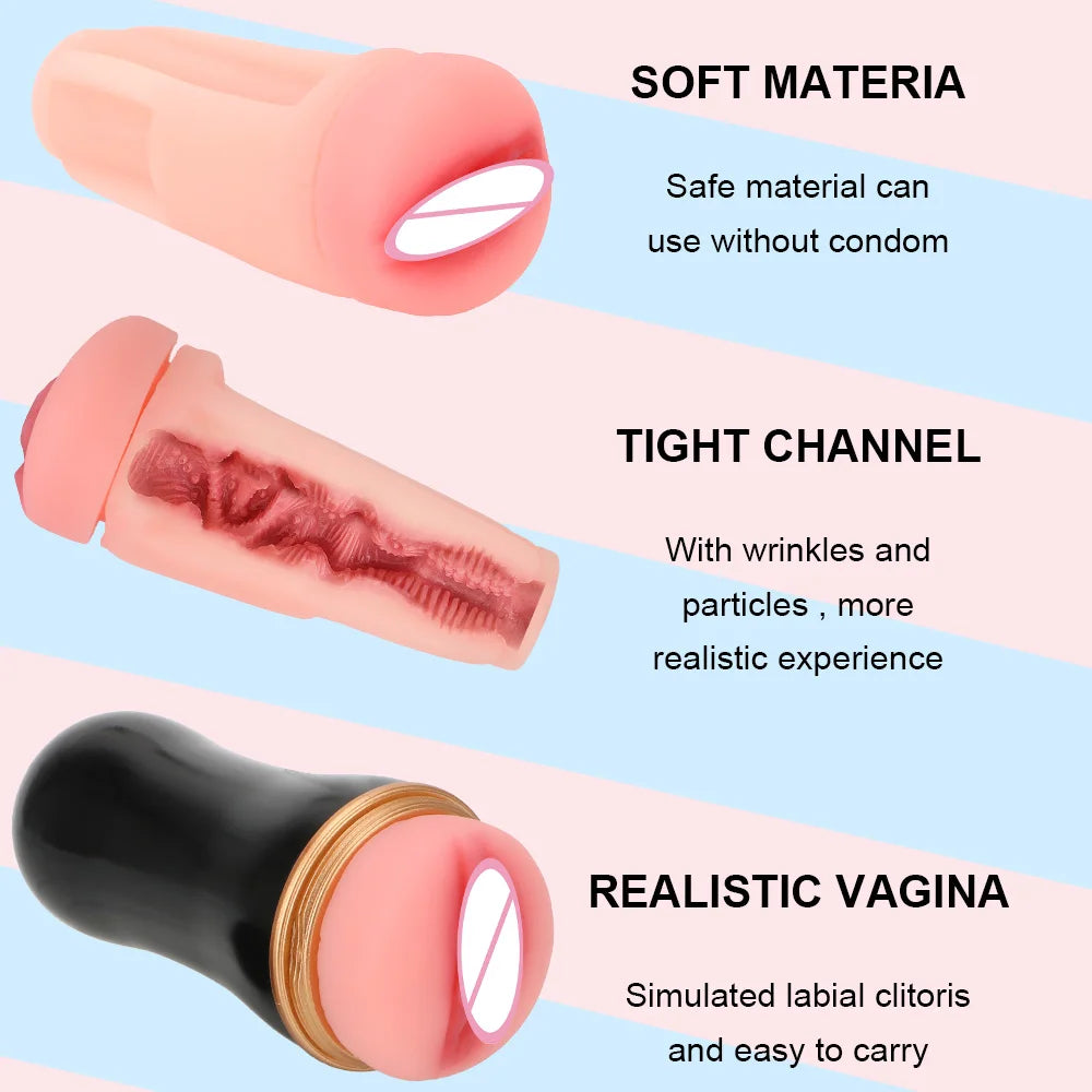 Real Pussy Masturbator Cup - Male Sex Machine for Adult Pleasure