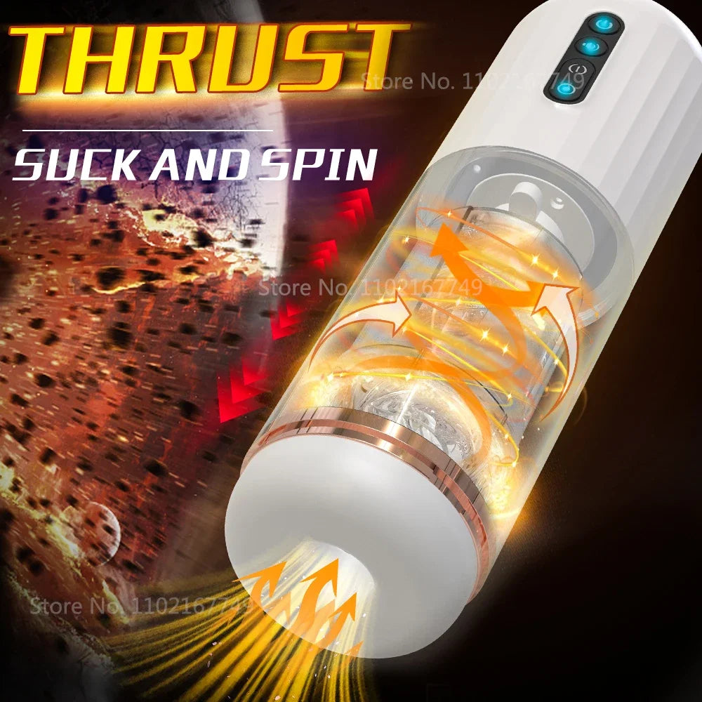 Auto 4-in-1 Sucking Masturbator Cup - Vibrator, Rotating &amp; Thrusting Vagina Adult Sex Machine for Men