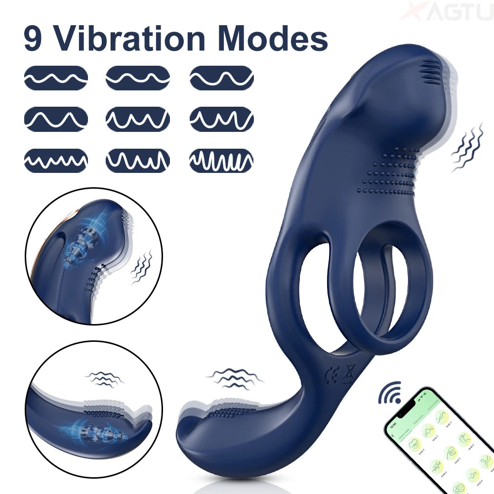 Vibrating Cock Ring with Clitoral Vibrator Penis Ring for MenSex Toys for Adult Couples Cockring Penisring Delay Ejaculation