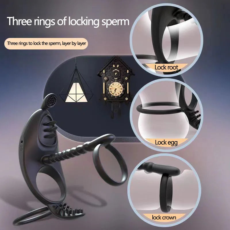 Vibrating Penis Ring Couple Vibrator Clit Sucker Stimulator 7 Modes G-spot Massage Cock Ring Sex Toy for Man