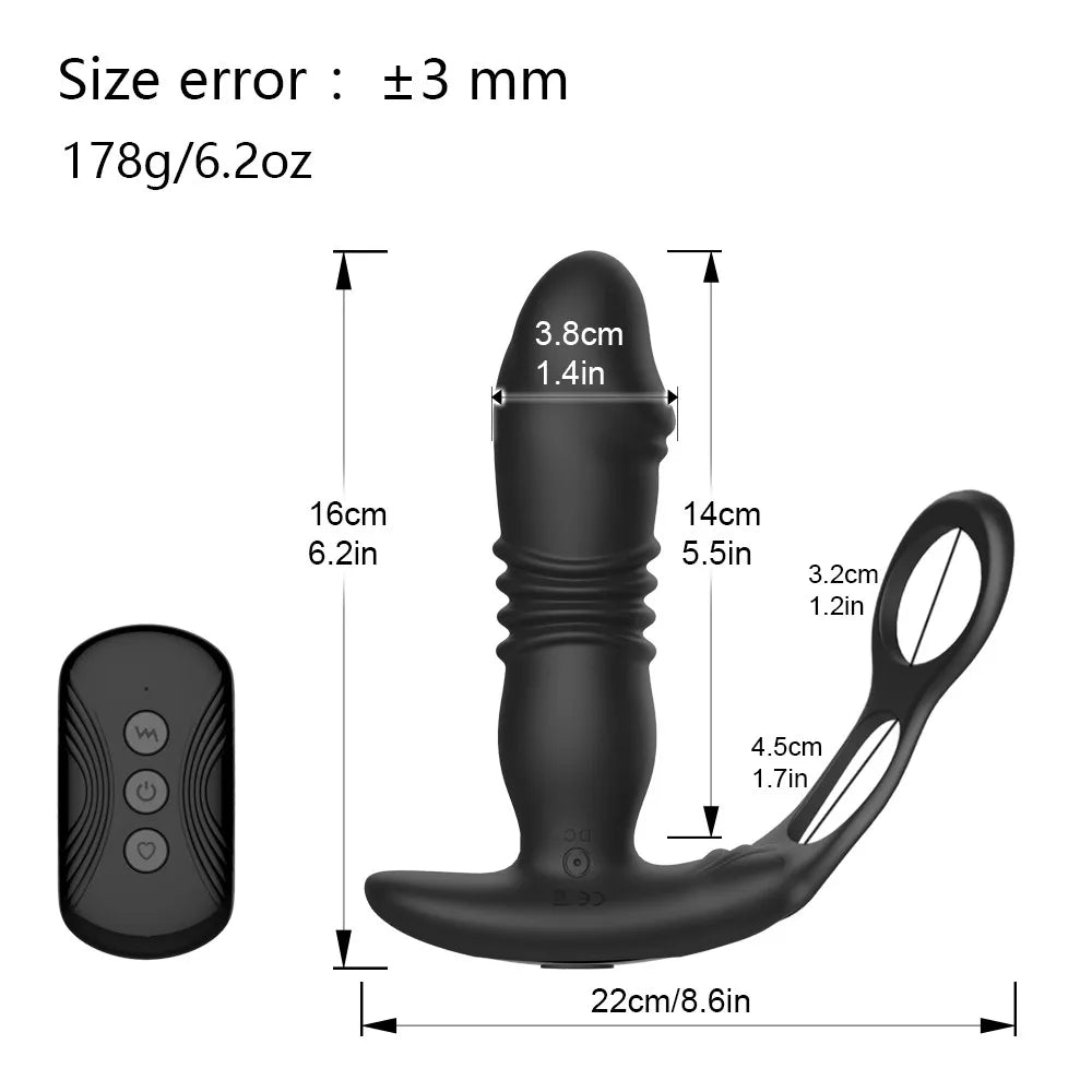 Wireless Remote Prostate Massager: Anal Vibrator, Butt Plug, Delay Ejaculation Ring - Adult Toys for Men